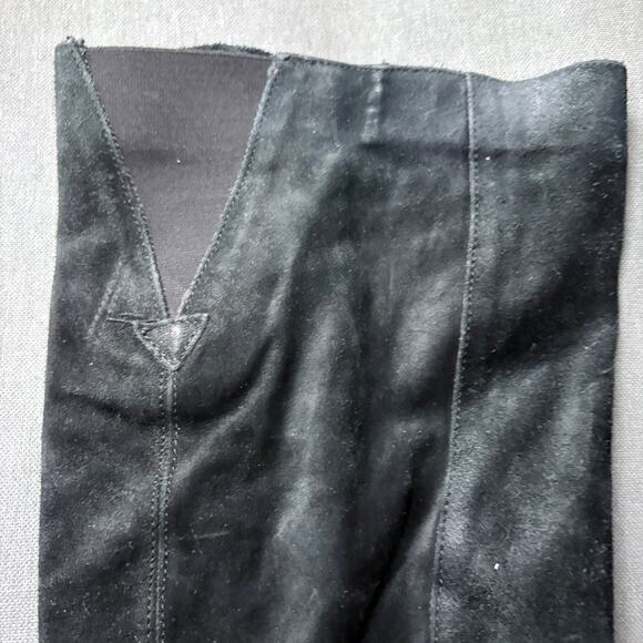 Suede Slouch Tall Boots Boutique 9 Black  Size 39 Stacked Heel Fall Style - Picture 3 of 9